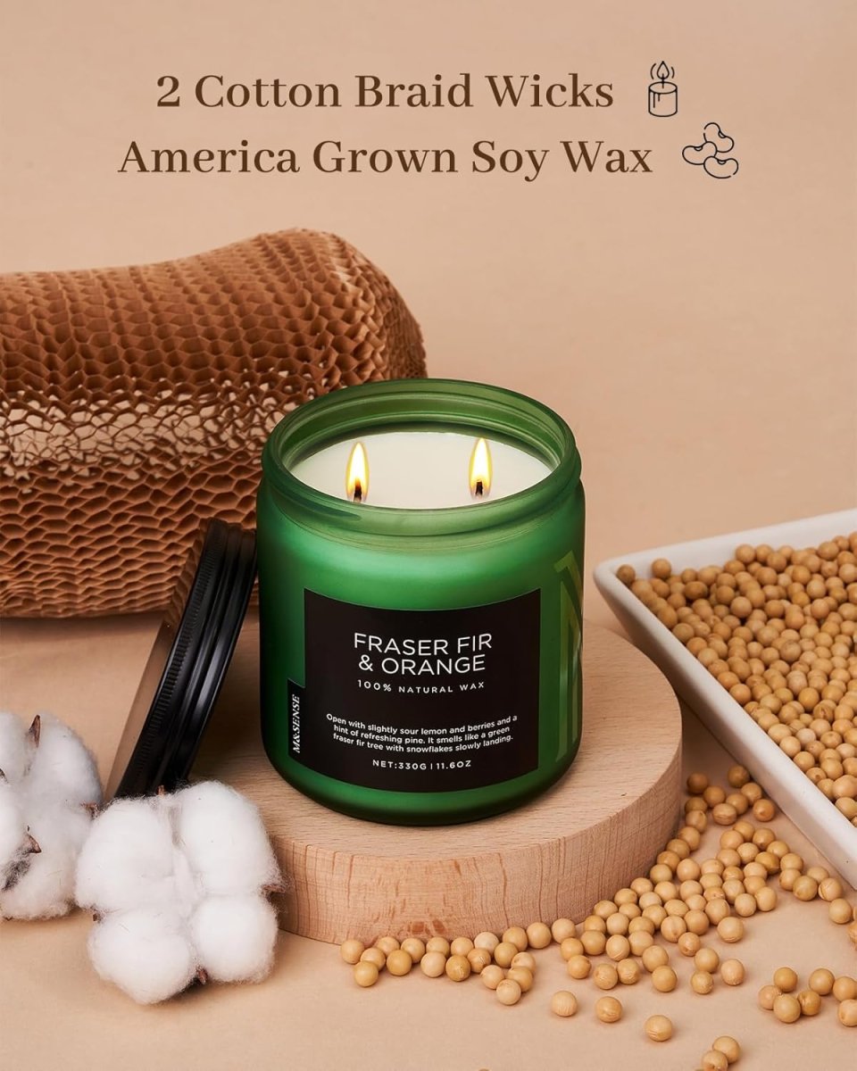 M&amp;SENSE Ode to Winter Soy Candles Strong Scented, 2 Wick Jar Candle 19.4oz 110 Hour Long Lasting, Lavender Sandalwood Organic Natural Aromatherapy Candle Gifts Bedroom Bathroom Home Decor - Homesidy.com