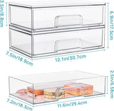 Vtopmart 12.1W Clear Stackable Storage Drawers,2 Pack Acrylic Plastic Organizers Bins for Makeup Palettes, Cosmetics, and Beauty Supplies,Ideal for Vanity, Bathroom,Cabinet,Desk Organization - Homesidy.com