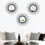 3 Pack Metal Mirrors for Wall Sunburst Wall Mirrors Home Décor Decorative Hanging Wall Art for Living Room Bedroom Entryway (Gold, Flower Sunburst) - Homesidy.com