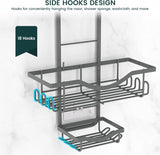 Shower Caddy Hanging Adjustable Shower Caddy, Rustproof Shower Organizer Extended Length Shower Caddy Over Shower Head with Hooks Soap Holder, Large Capacity Anti - Swing Bathroom Organizer, Black - Homesidy.com