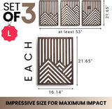 qmmp Modern Wooden Wall Sculptures - Set of 3 - MDF - Oak - Home Decor Accent - Large Wall Art for Living Room, Bedroom, Office - Easy Installation (Oak, Medium - Mountain and Sun, Unframed) - Homesidy.com