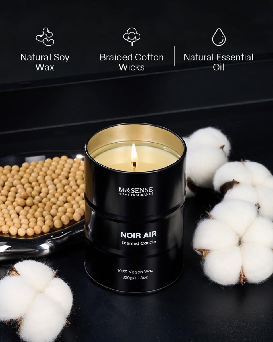 M&amp;SENSE Scented Candle, Tobacco Vanilla Medium Jar Candle Gifts for Men, 70 Hours Slow Burning Natural Soy Candles 11.3oz, Stress Relief Aromatherapy Candles Home Decor, Valentines Day Gifts for Him - Homesidy.com