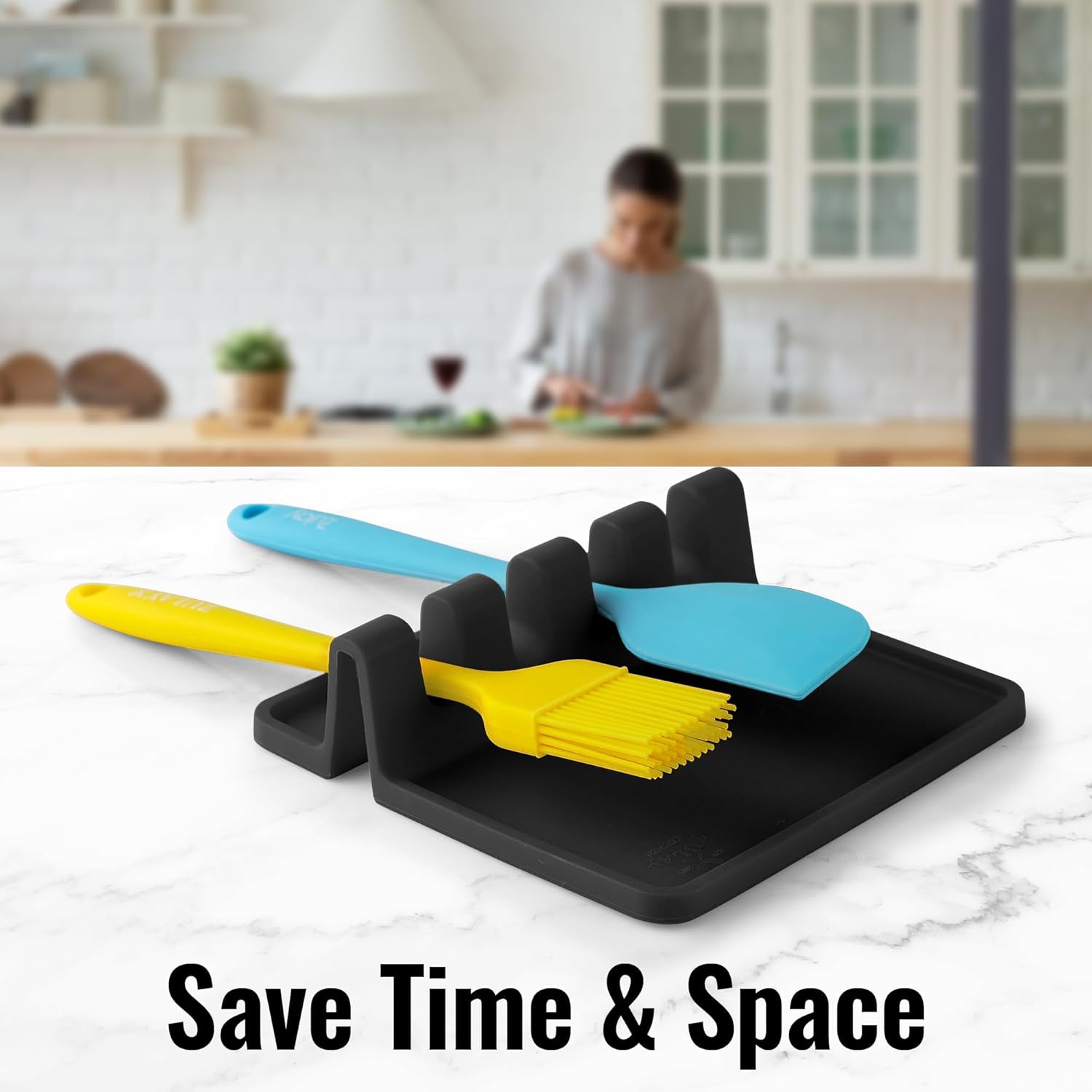 Zulay Kitchen Spoon Rest for Multiple Utensils High Heat - Resistant Silicone Drip Pad, BPA - Free Spoon Holder for Stove Top, Kitchen Gadget Holder for Ladles, Tongs, Cooking Spatula - Makes Great Gift - Homesidy.com