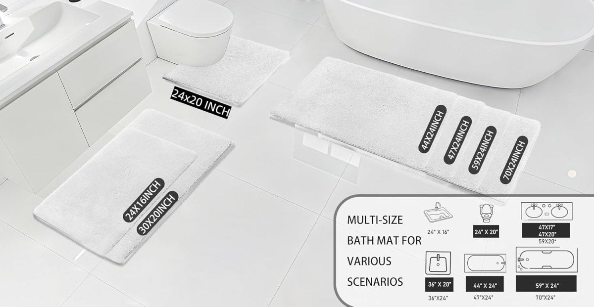 MINIDEAR Bathroom Rugs 24x17 Light Grey - Thick Elastic Foam Bath Mat, Ultra Soft &amp; Plush Fluffy, Non - Slip, Quick Dry, Absorbent Washable Floor Microfiber Mat for Tub, Home Decor Accessories - Homesidy.com