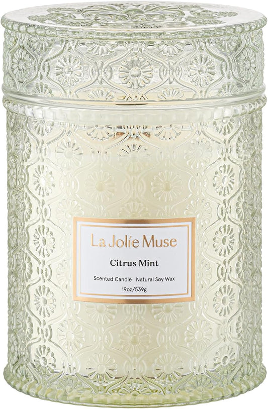 LA JOLIE MUSE Sahara Amber Candle – Bergamot, Clove &amp; Amber | 12 oz Large 2 - Wick Soy Wax Candle | 60 Hours Clean Burn | Gift - Ready for Hosts &amp; Gatherings | Elegant Home Décor - Homesidy.com