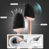 Sellemer Toilet Brush and Holder Set - Flexible Toilet Bowl Brush Head with Silicone Bristles, Compact Size for Storage and Organization, Ventilation Slots Base (1 Pack, Silver) - Homesidy.com
