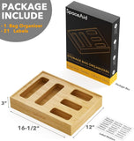 SpaceAid Bag Storage Organizer for Kitchen Drawer, Bamboo Organizer, Compatible with Gallon, Quart, Sandwich and Snack Variety Size Bag (1 Box 4 Slots) - Homesidy.com