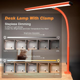 Airlonv LED Desk Lamp for Office Home, Eye - Caring Desk Light with Stepless Dimming Adjustable Flexible Gooseneck, 10W USB Adapter Desk Lamp with Clamp for Reading, Study, Workbench (Black) - Homesidy.com