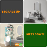 GloTika 3 - Tier Over The Toilet Storage, Space Saver Metal Bathroom Shelves, Freestanding Above Over Toilet Storage Shelf with 4 Hooks for Bathroom, Black - Homesidy.com