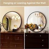 HARRITPURE Round Mirror 30 Black Wall Mounted Circle Mirrors Vanity Mirror with Brushed Aluminum Alloy Frame Modern Decoration for Bathroom, Living Room, Vanity, Bedroom, Entryway - Homesidy.com