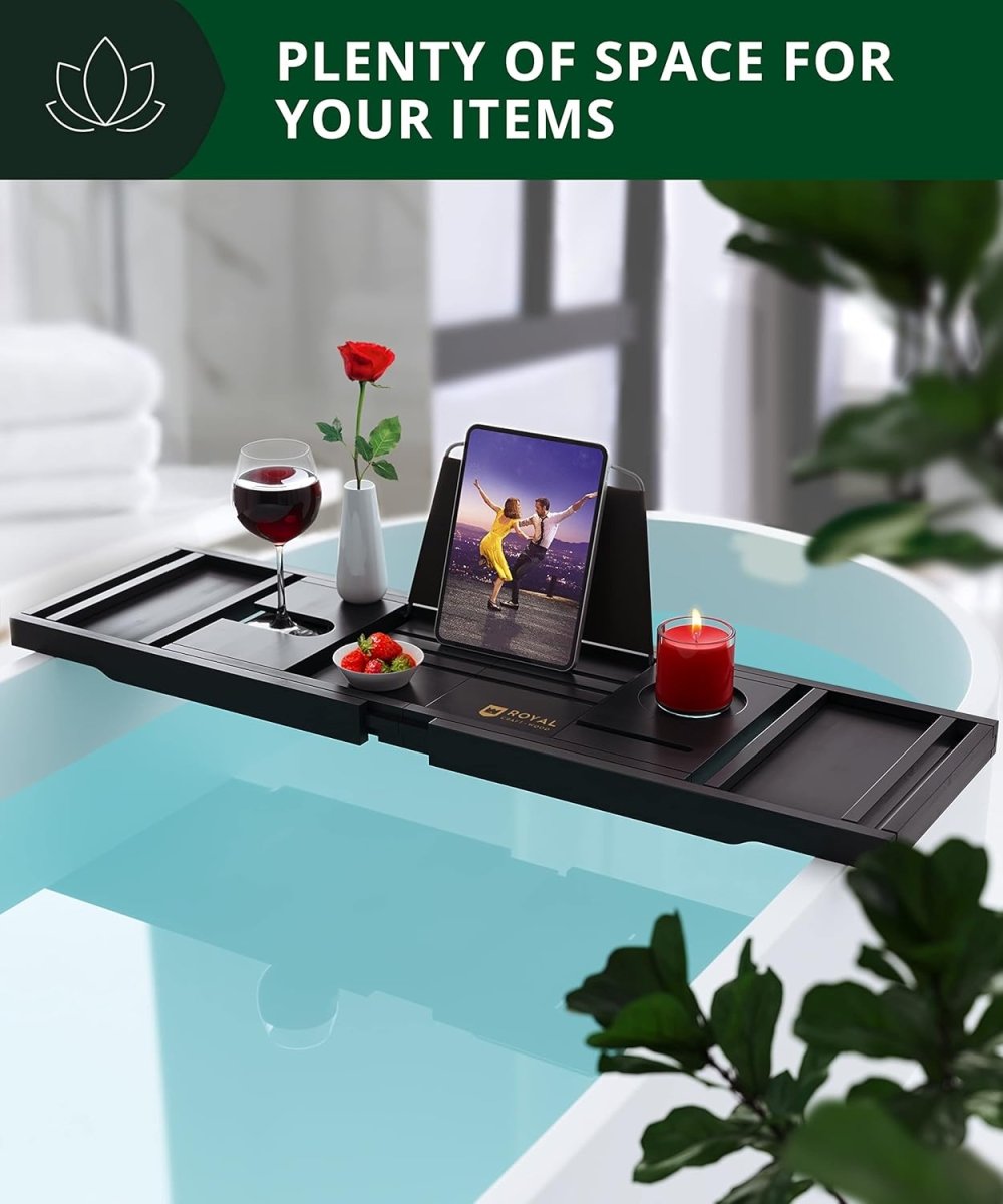 ROYAL CRAFT WOOD Bathtub Tray Caddy for Tub, Bamboo Bath Shelf, Premium Foldable Wood Bath Table, Expandable Bathtub &amp; Bathroom Accessories, New Home Gifts for Mom, Housewarming, Anniversary, Wedding - Homesidy.com