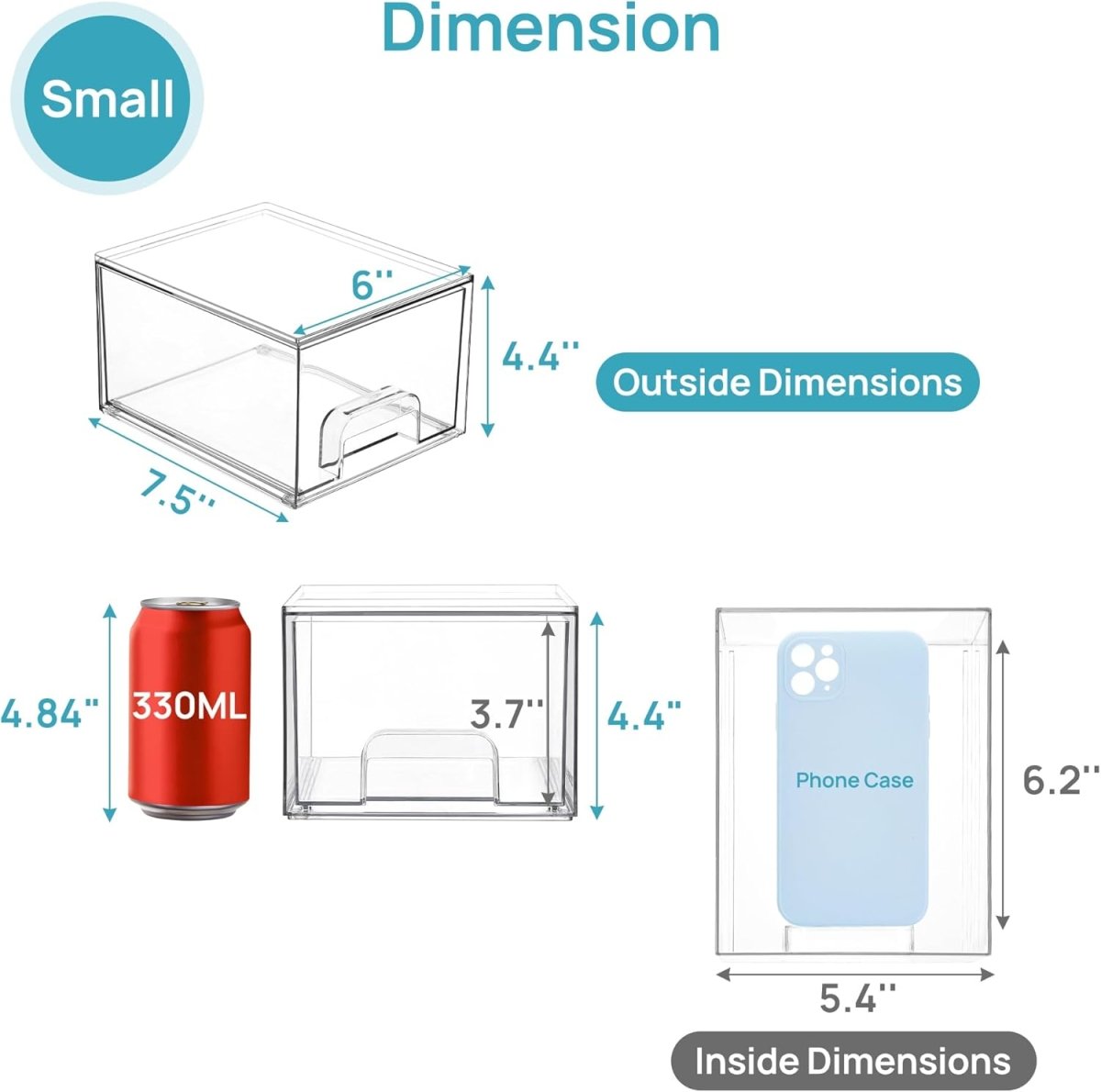 Vtopmart 4 Pack Small Clear Stackable Storage Drawers,Acrylic Bathroom Makeup Organizer,Plastic Storage Bins For Vanity, Undersink, Kitchen Cabinets, Pantry, Home Organization - Homesidy.com