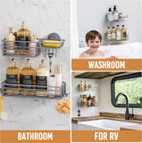 LEVERLOC Shower Caddy Suction Cup, 2 Pack Shower Shelves for Inside Shower with Hooks &amp; Soap Holder, NO - Drilling Bathroom Shower Organizer, Rustproof Meatl Shower Holder Storage, Black - Homesidy.com