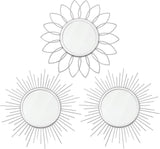 3 Pack Metal Mirrors for Wall Sunburst Wall Mirrors Home Décor Decorative Hanging Wall Art for Living Room Bedroom Entryway (Gold, Flower Sunburst) - Homesidy.com