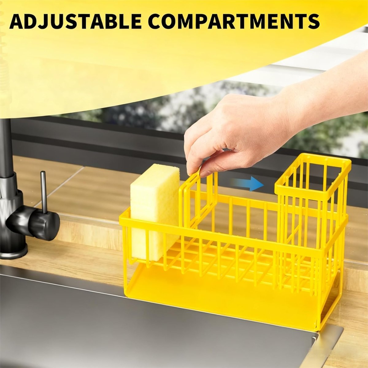 Cisily Kitchen Sink Caddy Organzier with High Brush Holder, Sponge Holder for Sink, 304 Rustproof Stainless, Kitchen Countertop Soap Dispenser Organizer, Kitchen Decor and Accessories - Homesidy.com