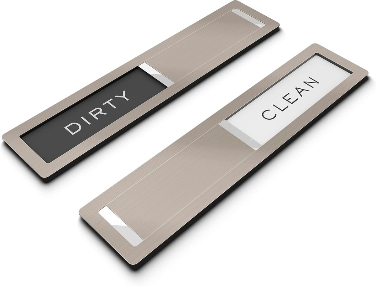 Clean dirty magnet for dishwasher, Kubik Letters Premium Stainless Steel Grade 304, Kitchen Organizers and Storage Decor Accessories, Extra Adhesive Tapes Included. - Homesidy.com
