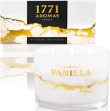 1771 Aromas Vanilla Scented Candles - 100% Natural Soy Wax - Large 3 Wick Jar Candle - Up to 50 Hours Burning Time - Candles for Home - Gift - Ready Candle for Men &amp; Women - Aromatherapy Candles - Homesidy.com