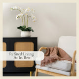 CG Hunter Faux White Orchid Plant, Premium Artificial Indoor Flower Display Stands 25 - Inches with Beautiful Sculptural Blooms and Foliage That Lasts Forever, Grey Planter Pot Included - Homesidy.com