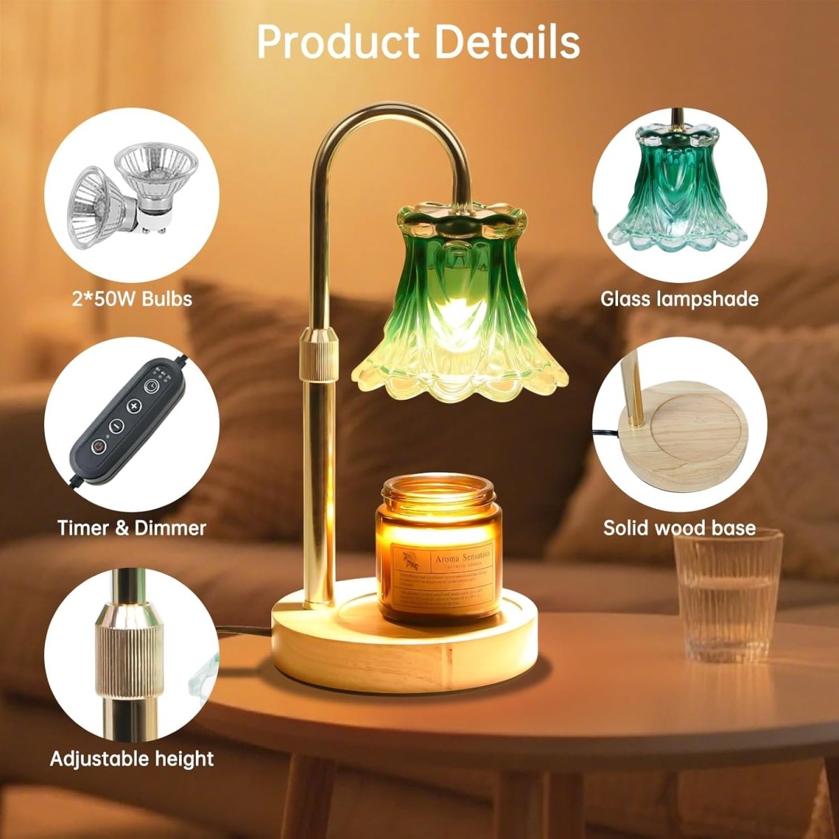GEEZO Fragrance Candle Warmer Lamp，Electric Candle Warmer with Timer &amp; Dimmer，Mom Christmas Birthday Gifts for Women, House Warming Gifts New Home Bedroom Decor - Homesidy.com