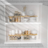 NEX Bamboo Kitchen Cabinet and Counter Shelf Organizer, Stackable &amp; Expandable, Set of 4, White and Natural - Homesidy.com