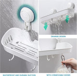 TAILI Shower Caddy Suction Cup 2 Pack with Hooks &amp; Soap holder, Heavy Duty Shower Organizer for Bathroom, No Drilling Bathroom Organizer with Large Capacity, Black Metal Storage Basket - Homesidy.com