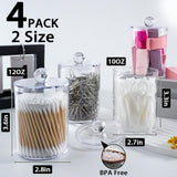 XIPENGKEJI 2 Pack Qtip Holder,Canister Apothecary Jar Set, Bathroom Jars with Lids Set for Cotton Swabs, Balls, Pads, Floss Picks,10oz - 12oz Plastic Canisters Restroom Bedroom Vanity Organizer(Black) - Homesidy.com