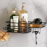 TAILI Shower Caddy Suction Cup 2 Pack with Hooks &amp; Soap holder, Heavy Duty Shower Organizer for Bathroom, No Drilling Bathroom Organizer with Large Capacity, Black Metal Storage Basket - Homesidy.com
