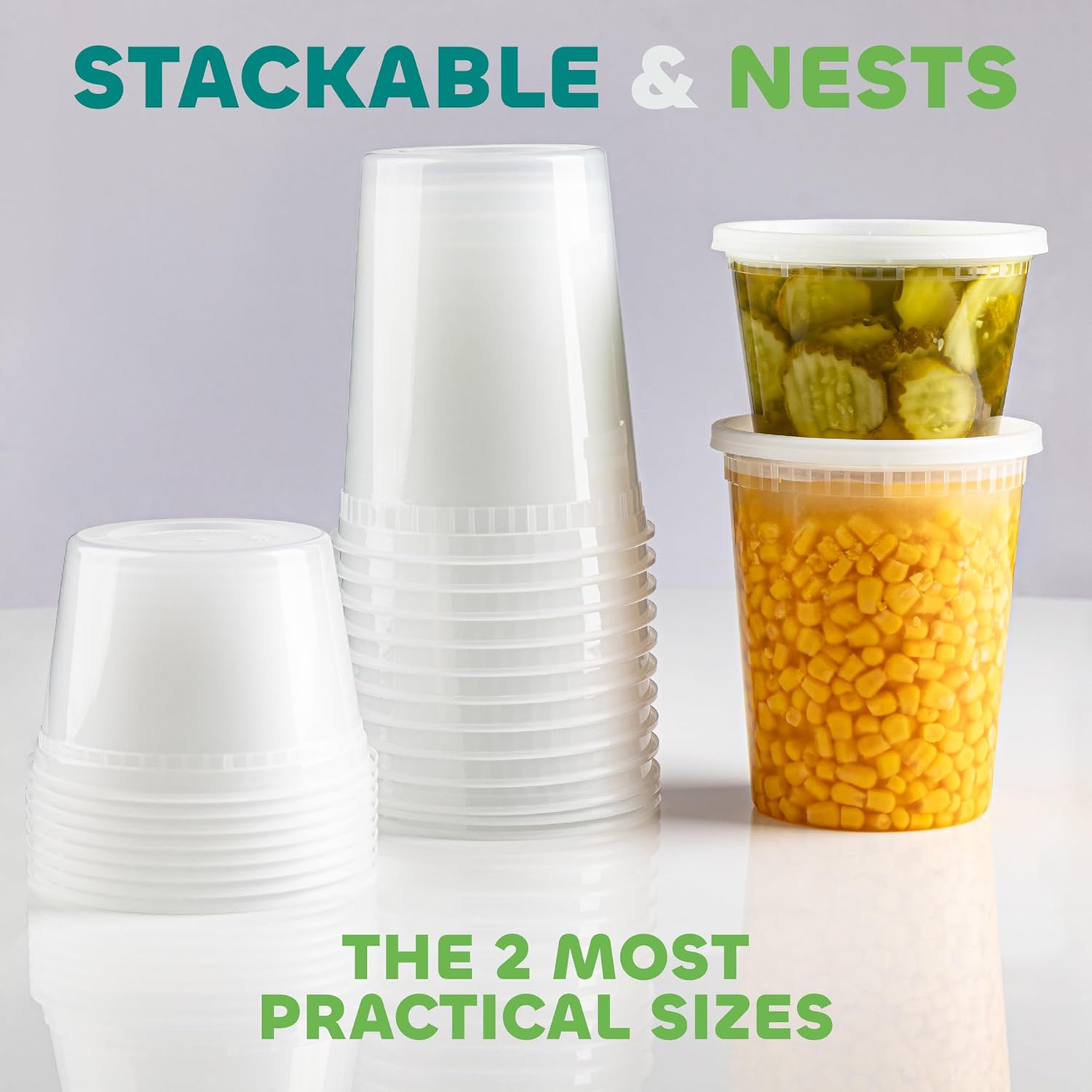 JoyServe Deli Food Storage Containers with Lids - (48 Sets) 24 - 32 Oz Quart Size &amp; 24 - 16 Oz Pint Size Plastic Airtight Takeout Meal Prep Storage, BPA - Free, Dishwasher, Microwave Safe - Homesidy.com
