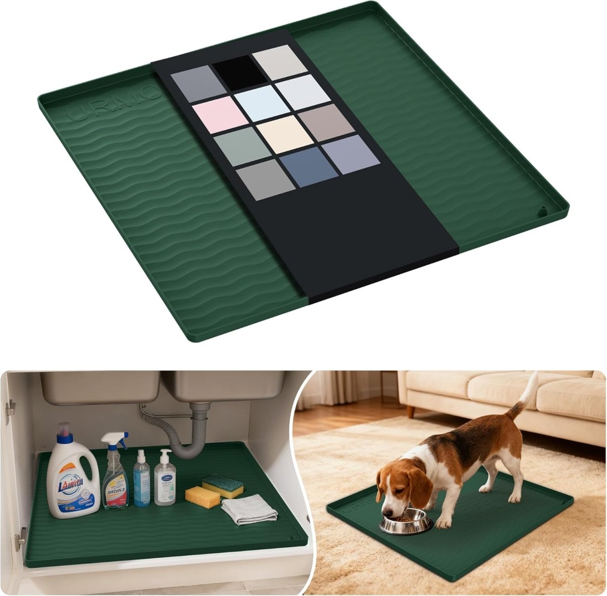 URMONA Waterproof Silicone Under Sink Mat 31 x 22 Shelf Liner for Kitchen and Bathroom, Cabinet and Counter Protector, Storage and Organizers, Litter Mat, Pet Cat Puppy Essentials(Dark Grey) - Homesidy.com