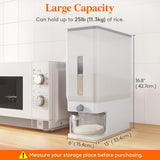 Lifewit Rice Dispenser 25 Lbs(11.3kg), Rice Storage Container Sealed Moisture Proof with Measuring Cup for Kitchen Pantry Household, BPA - Free, 1 Pack - Homesidy.com