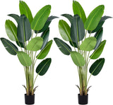 Artificial Bird of Paradise Plant 7Ft Fake Tropical Palm Tree with 17Trunks Faux Banana Leaf Trees in Pot for Home Indoor Outdoor Office Modern Decor Housewarming - Homesidy.com