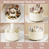 fanado 360° Rotate Makeup Brush Holder Organizer, Makeup Organizers Countertop, Makeup organization and Skincare Storage for Vanity, Desktop, Bathroom (White) - Homesidy.com