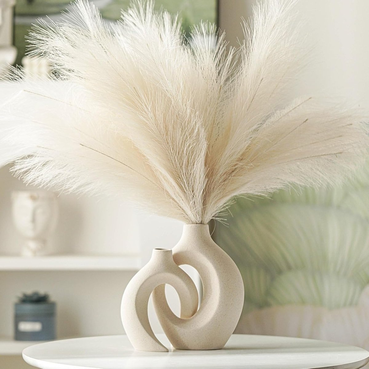 Lvases Snuggle Hollow Ceramic Vase Set of 2, Nordic Modern Boho ins Style Decorative Ceramic Aesthetic Flower Vase for Home Decor (Milky White W 6.3&34; X H 8.4&34;) - Homesidy.com