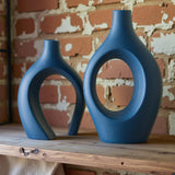 Lvases Snuggle Hollow Ceramic Vase Set of 2, Nordic Modern Boho ins Style Decorative Ceramic Aesthetic Flower Vase for Home Decor (Milky White W 6.3&34; X H 8.4&34;) - Homesidy.com