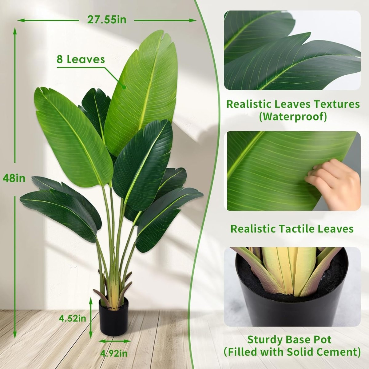 Artificial Bird of Paradise Plant 7Ft Fake Tropical Palm Tree with 17Trunks Faux Banana Leaf Trees in Pot for Home Indoor Outdoor Office Modern Decor Housewarming - Homesidy.com
