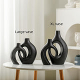 Lvases Snuggle Hollow Ceramic Vase Set of 2, Nordic Modern Boho ins Style Decorative Ceramic Aesthetic Flower Vase for Home Decor (Milky White W 6.3&34; X H 8.4&34;) - Homesidy.com
