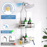 Joqixon Upgraded Extended Length Shower Organizer with Hooks, Rustproof Shampoo Soap Holder, Large Hanging Bathroom Caddy - Homesidy.com