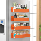 HuggieGems Metal 4 Pack Magnetic Spice Storage Rack Organizer for Refrigerator and Oven, Black Fridge Organizers and Storage - Homesidy.com