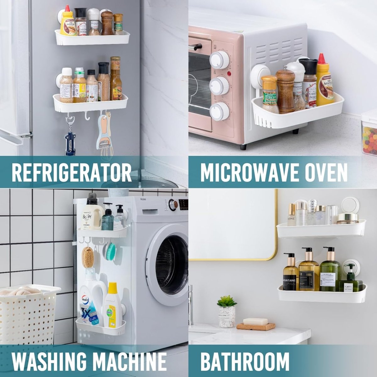 TAILI Shower Caddy Suction Cup 2 Pack with Hooks &amp; Soap holder, Heavy Duty Shower Organizer for Bathroom, No Drilling Bathroom Organizer with Large Capacity, Black Metal Storage Basket - Homesidy.com