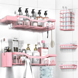 NESOMI Shower Caddy Adhesive Shower Organizer 7 - Pack, Rustproof Stainless Steel Bathroom Shelves, Large Capacity No - Drill Rack Storage Accessories with Soap Dish Toothbrush Holder &amp;24 Hooks Home Decor - Homesidy.com