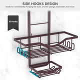 Shower Caddy Hanging Adjustable Shower Caddy, Rustproof Shower Organizer Extended Length Shower Caddy Over Shower Head with Hooks Soap Holder, Large Capacity Anti - Swing Bathroom Organizer, Black - Homesidy.com