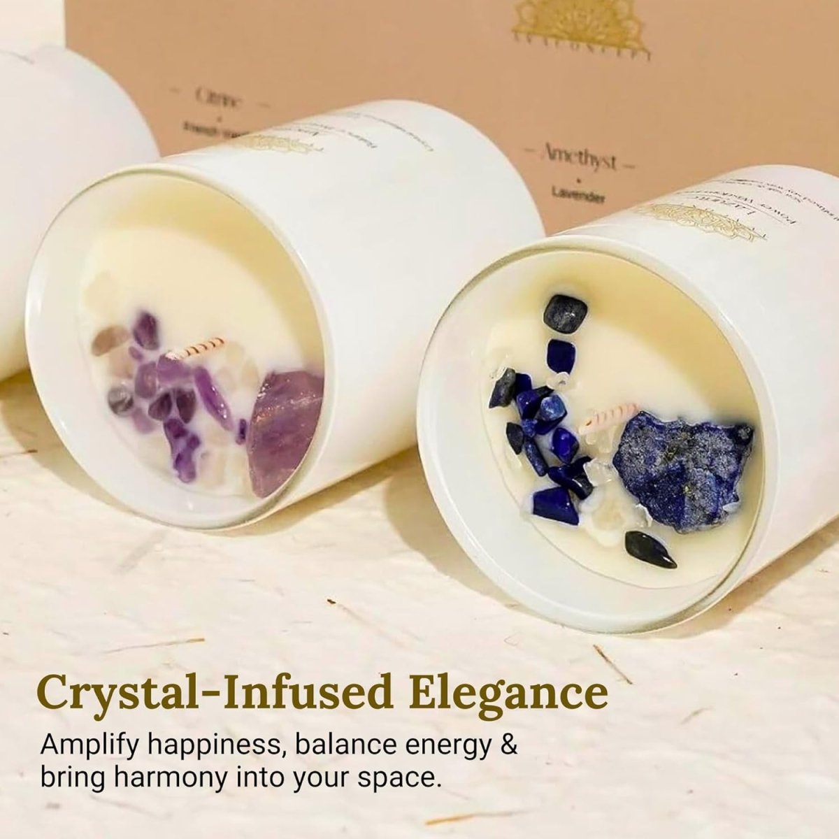 ava concept - Soy Candles with Crystals - Aromatherapy Scented Candle for Women - Lavender Vanilla Gift Set - Small Wax Melts - 3 Pack 3.5oz - Homesidy.com