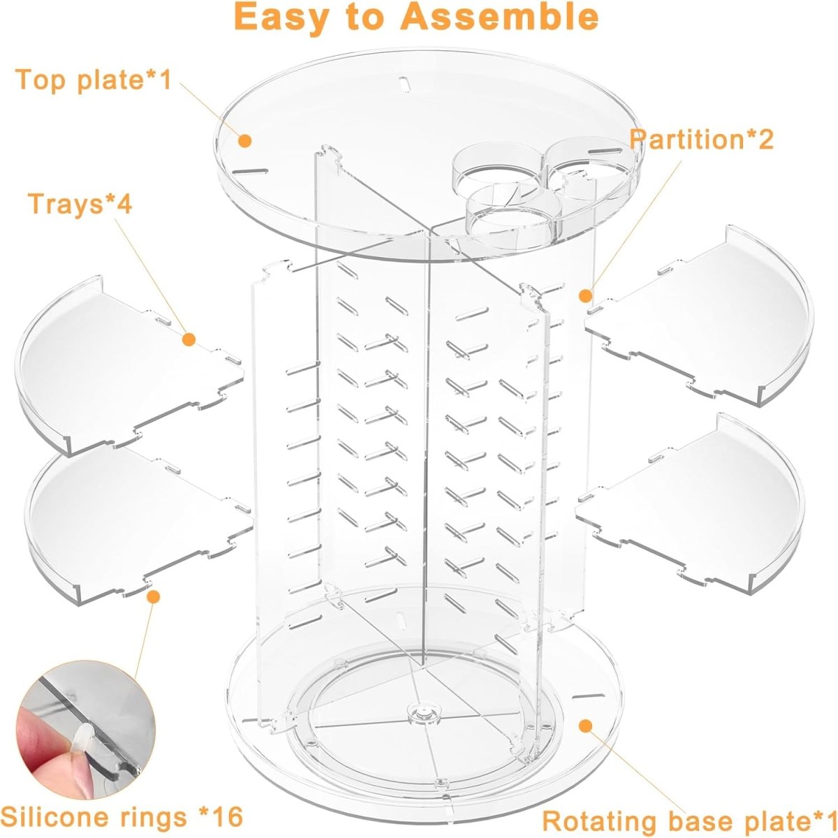 Rotating Makeup Organizer, DIY 8 Adjustable Layers Spinning Skincare Organizer, Cosmetic Display Case with Brush Holder Perfume Tray, Multi - Function Storage Carousel for Vanity Bathroom Countertop - Homesidy.com