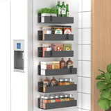 HuggieGems Metal 4 Pack Magnetic Spice Storage Rack Organizer for Refrigerator and Oven, Black Fridge Organizers and Storage - Homesidy.com