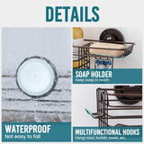 TAILI Shower Caddy Suction Cup 2 Pack with Hooks &amp; Soap holder, Heavy Duty Shower Organizer for Bathroom, No Drilling Bathroom Organizer with Large Capacity, Black Metal Storage Basket - Homesidy.com