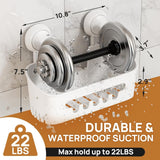 LEVERLOC Shower Caddy Suction Cup, Shower Organizer Removable Bathroom Shelf, Storage Suction Powerful Max Hold 22lbs Bathroom Caddy Waterproof Holder, White - Homesidy.com