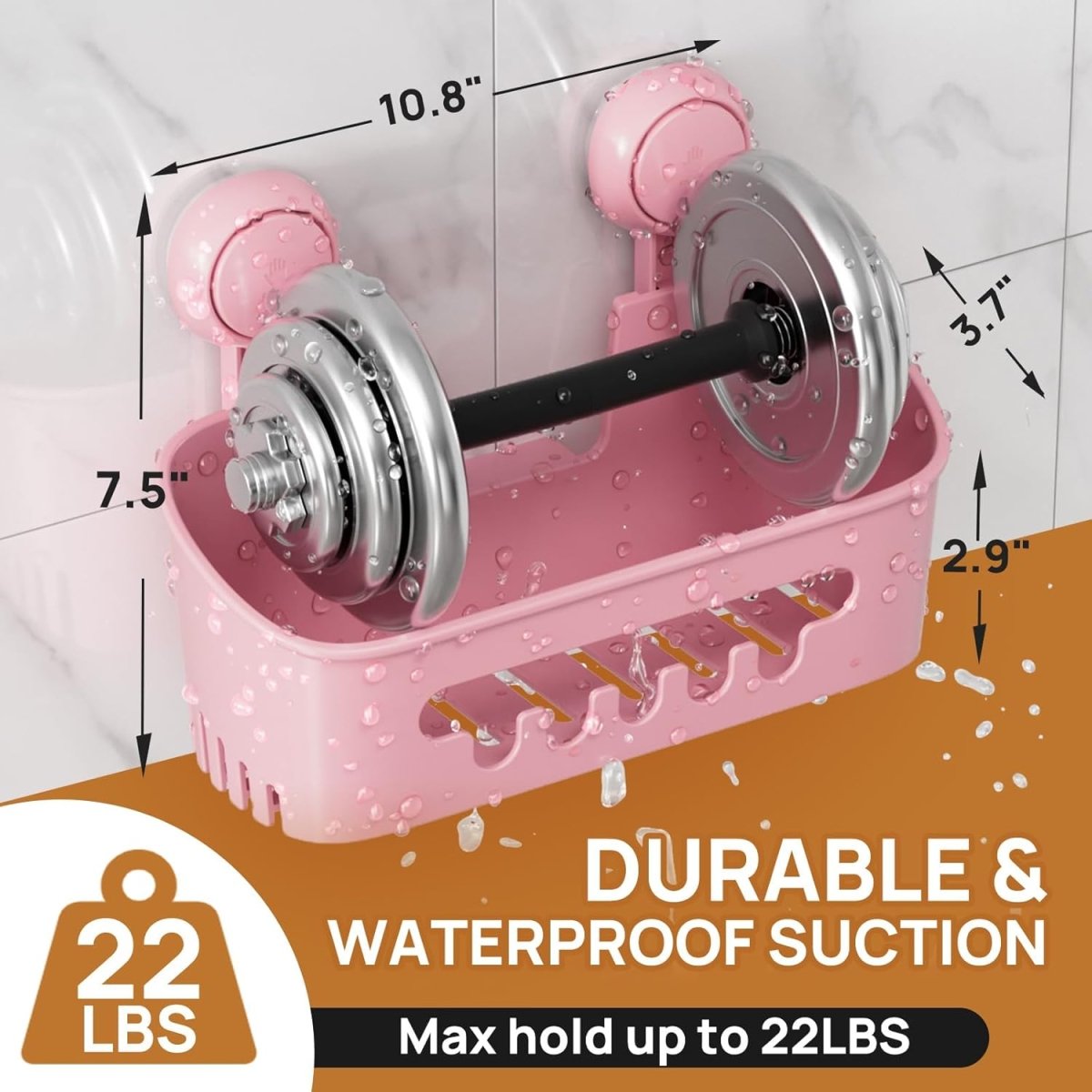 LEVERLOC Shower Caddy Suction Cup, Shower Organizer Removable Bathroom Shelf, Storage Suction Powerful Max Hold 22lbs Bathroom Caddy Waterproof Holder, White - Homesidy.com