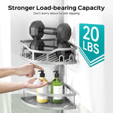 HAMITOR Corner Shower Caddy Tension Pole: Rustproof 4 - Tier Bathroom Organizer Shelves for Bathtub Shampoo Storage - 47 - 121 Inch Quick Install Adjustable Rod Standing Rack with Soap Rack - Silver Gray - Homesidy.com