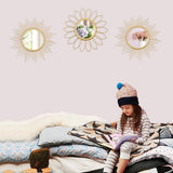 3 Pack Metal Mirrors for Wall Sunburst Wall Mirrors Home Décor Decorative Hanging Wall Art for Living Room Bedroom Entryway (Gold, Flower Sunburst) - Homesidy.com