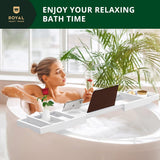 ROYAL CRAFT WOOD Bathtub Tray Caddy for Tub, Bamboo Bath Shelf, Premium Foldable Wood Bath Table, Expandable Bathtub &amp; Bathroom Accessories, New Home Gifts for Mom, Housewarming, Anniversary, Wedding - Homesidy.com